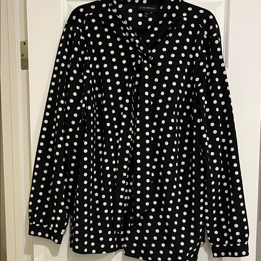 Lane Bryant Black and White Polka Dot Blouse